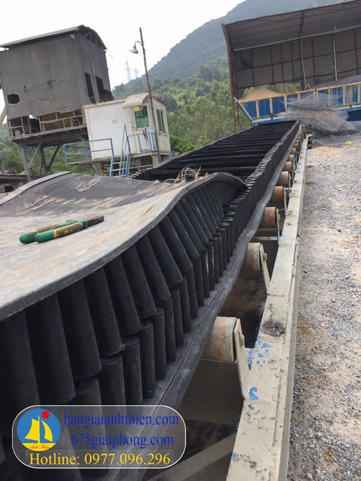 Băng tải gầu (vách ngăn) cho trạm bê tông có bèo (rèm) chắn 2 bên